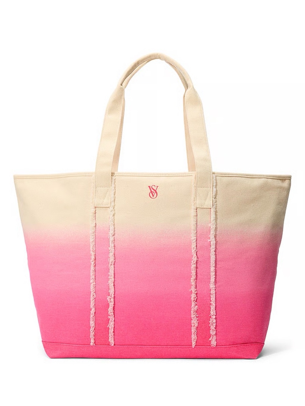 Victoria's Secret Cream to Pink Ombre Canvas Tote